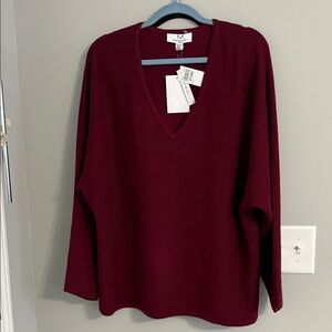 Magaschoni Deep Red V-Neck Sweater